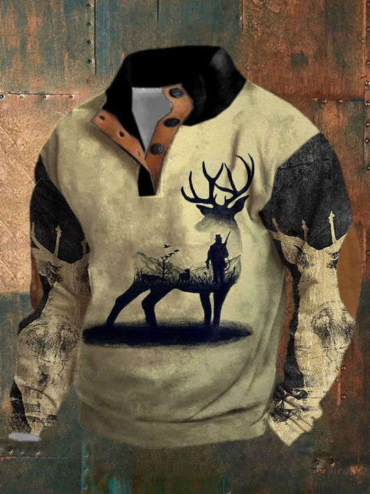 Men'S Casual Vintage Western Printed Long Sleeve Sweatshirt