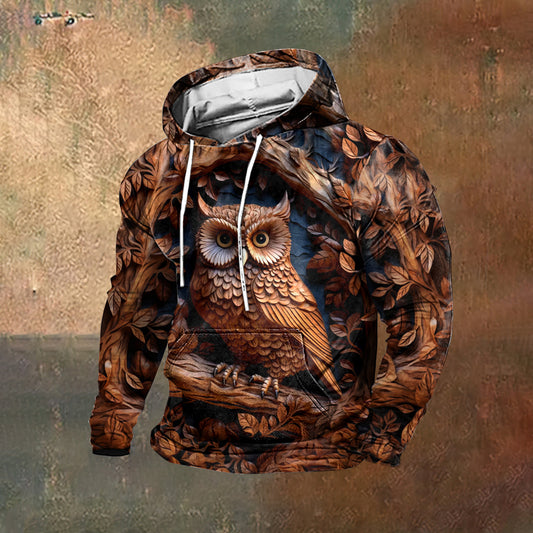 Long Sleeve Fantasy Owl With Cloud Storm Pattern 3D Painted Hoodie