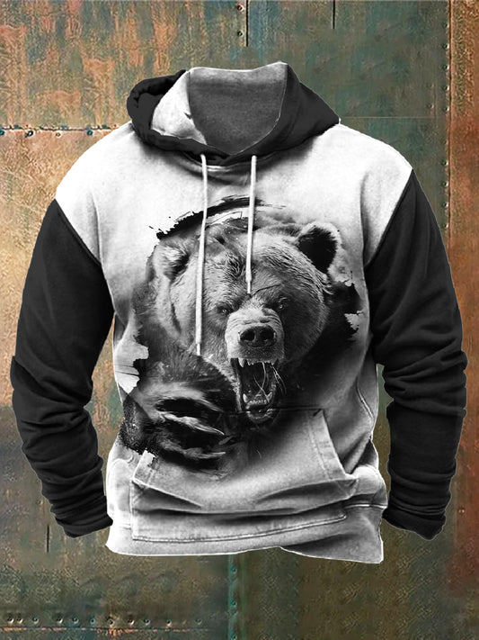 Men's Outdoor Casual 3D Bear Print Hoodie