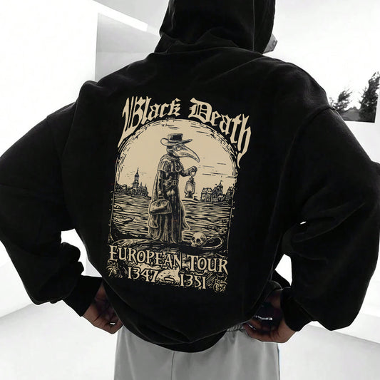 Black Death Medieval Plague Doctor Men's Hooded Sweatshirt