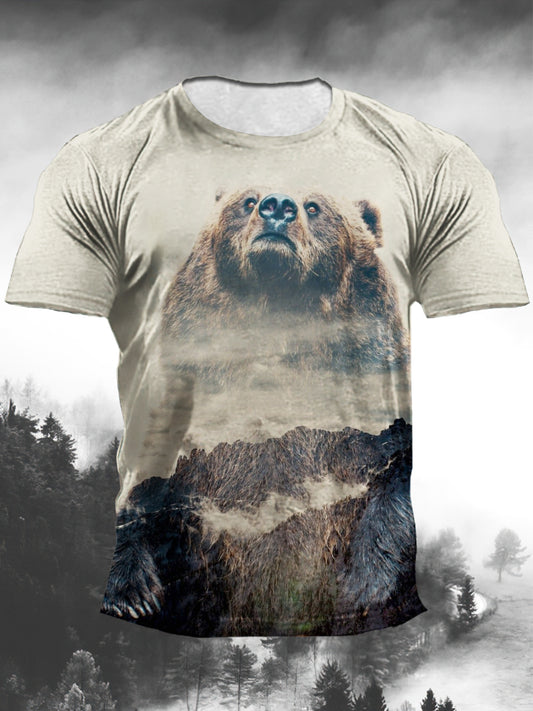 Men's Vintage Black Bear Alpine Print T-Shirt