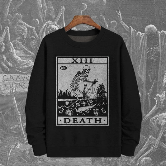 Death Tarot Card Black Crew Neck Men’s Sweatshirt