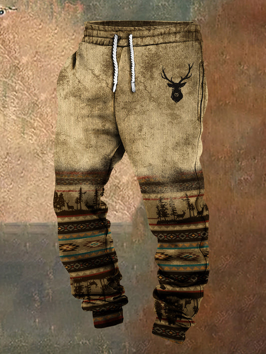 Men's retro western textured sweatpants