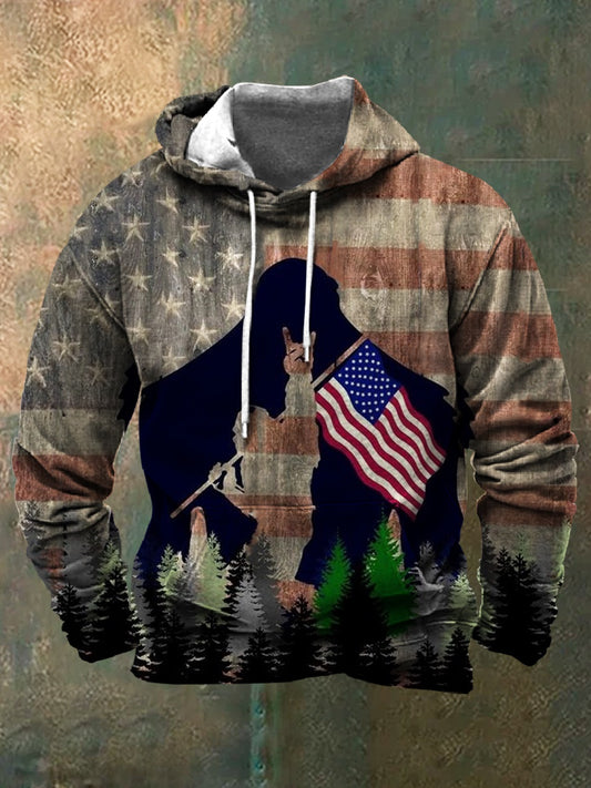 Outdoor Forest American Flag Hoodie