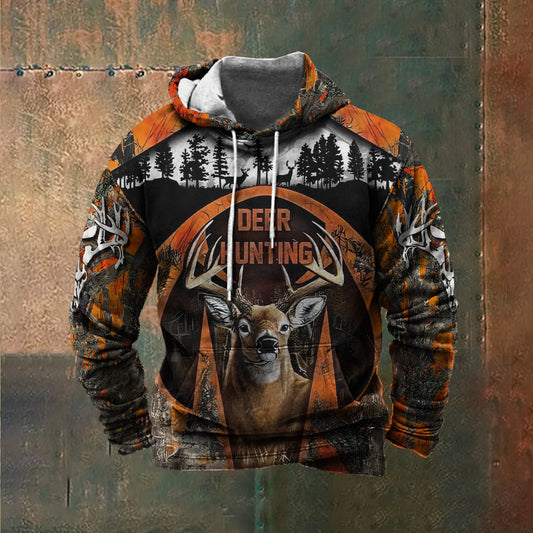 Men's Vintage Hunting Deer 3D Print Hooded Sweatshirt