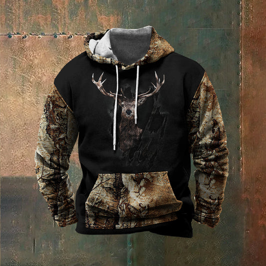 Men's Vintage Hunting Gap Forest Deer 3D Printed Hooded Sweatshirt