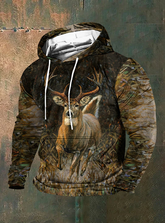 Men's Vintage Forest Deer 3D Print Hooded Sweatshirt