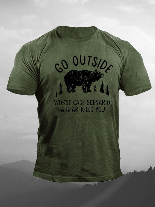 Bear Letters Printed Men's T-Shirt
