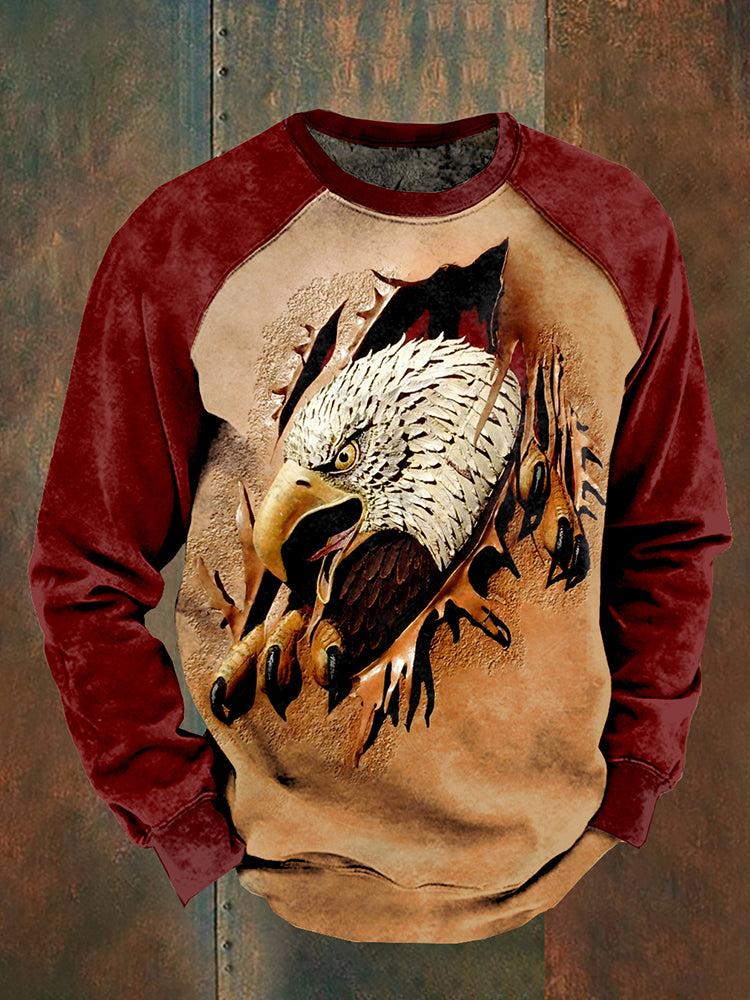 Western Style Contrasting Eagle Print Sweatshirt